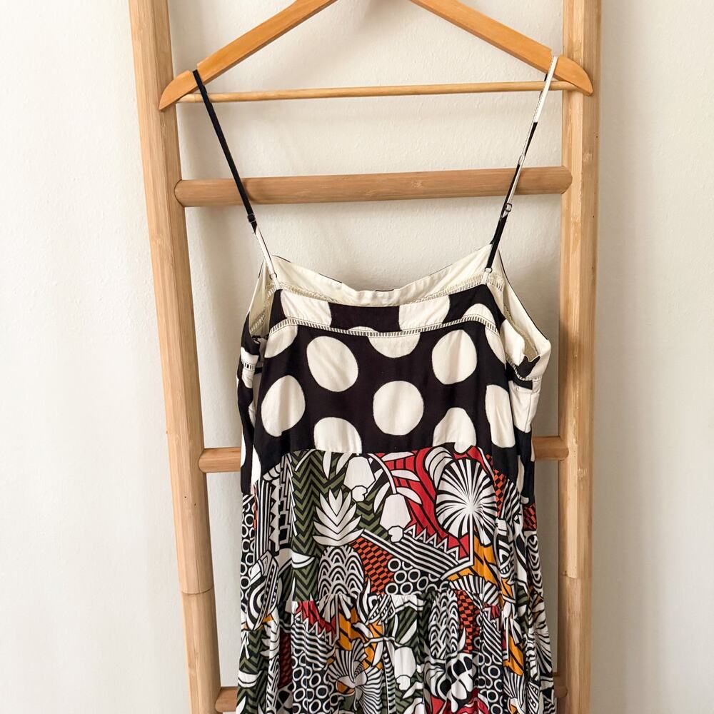 Farm Rio for Anthropologie Tiered Cover Up Maxi Dress Polka Dot Tropical Print L - Picture 8 of 11